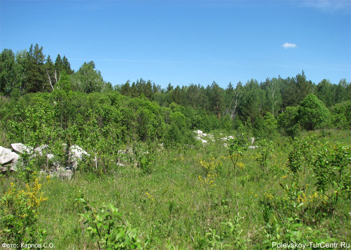 Заброшенный мраморный карьер в окрестностях села Полдневая. Фото Карпов С.О., июнь, 2013 г.